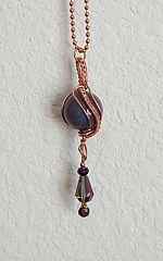 spherical pendant 5 - Purple agate with crystal dangle